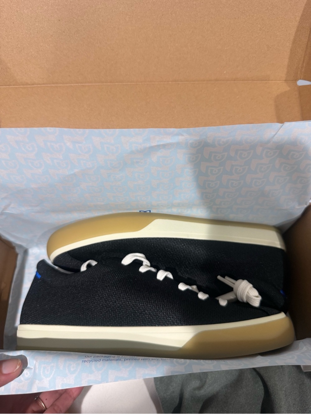 Women’s Black Low-Top Knit Sneakers with Cream Sole